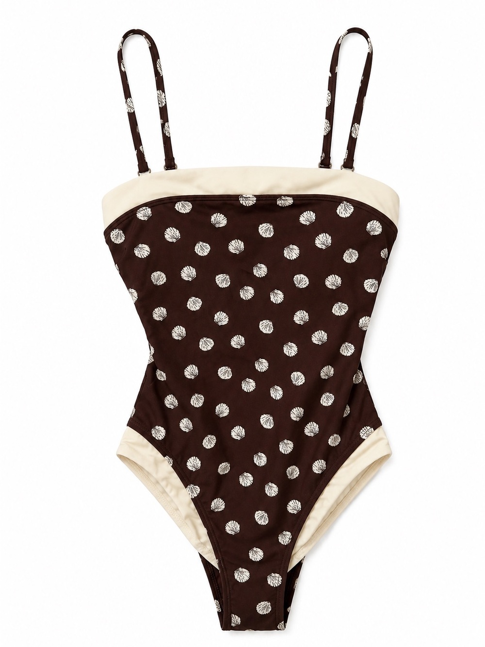 House of Harlow 1960 Seashell Shell One Piece Swimsuit Brown Cream S NWT